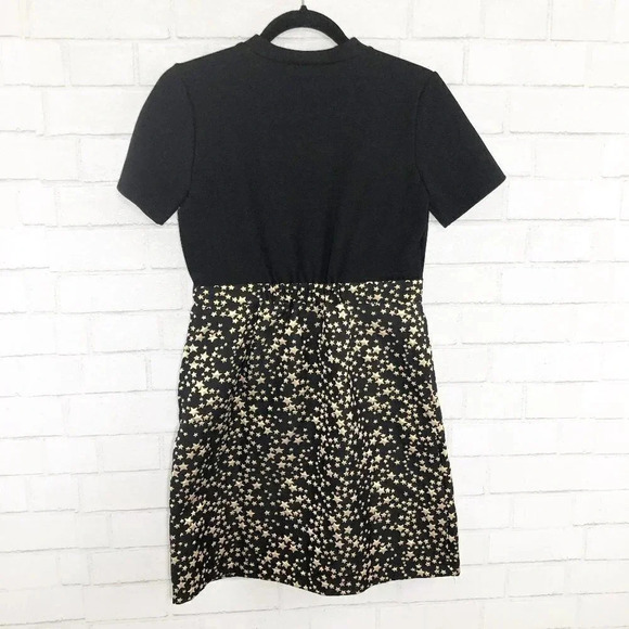 Modcloth Gold Metallic Star Print Color-block Dress Women's Size Medium - Picture 4 of 8